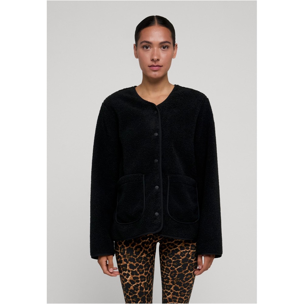 Urban Classics - Buttoned Teddy Jacket - Black